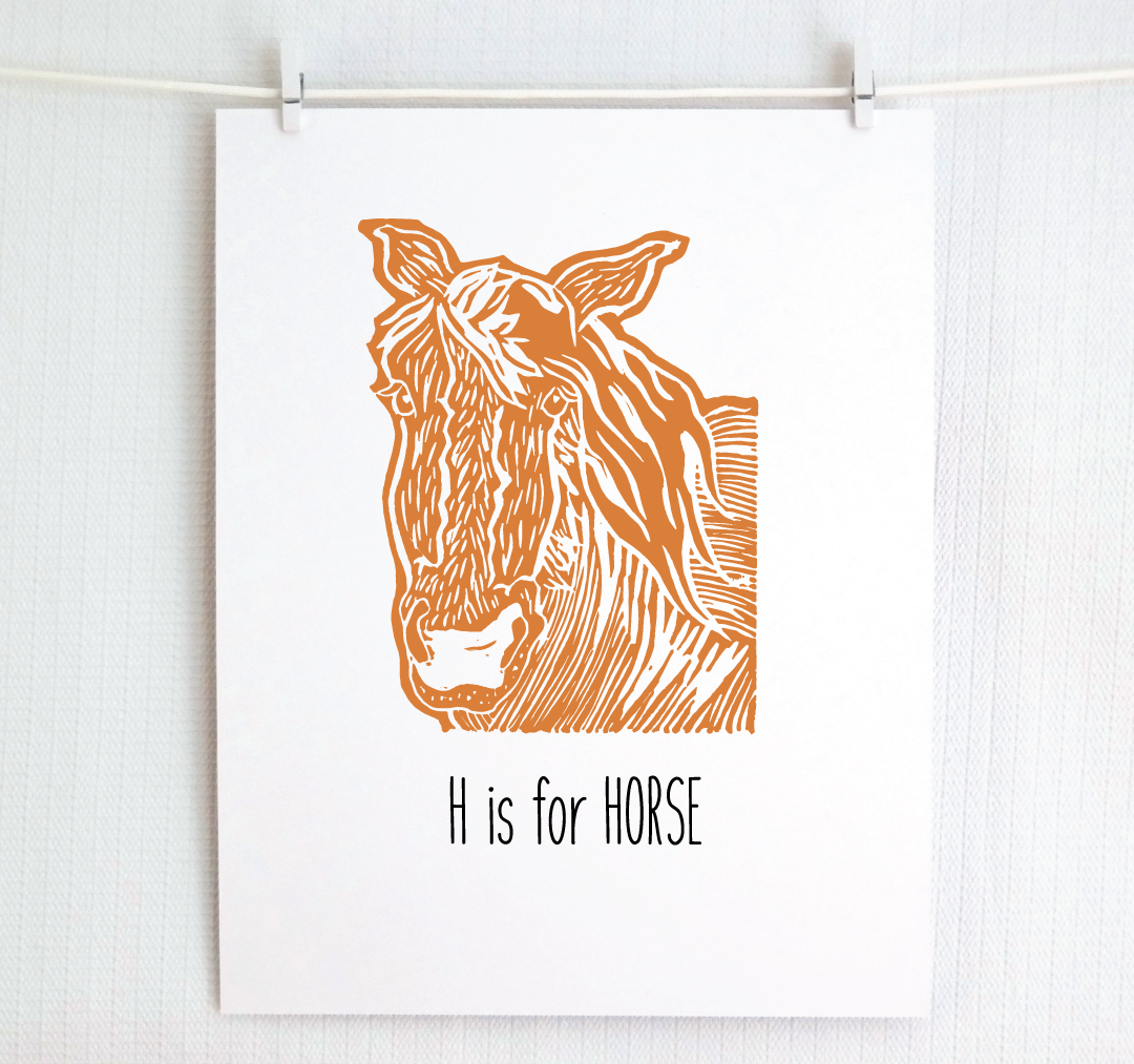 H is for Horse: Farm Alphabet Letter Print