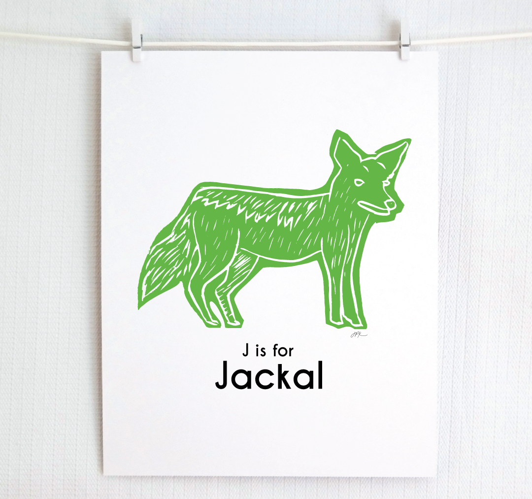 J is for Jackal: Captivating Creatures Alphabet Letter Print