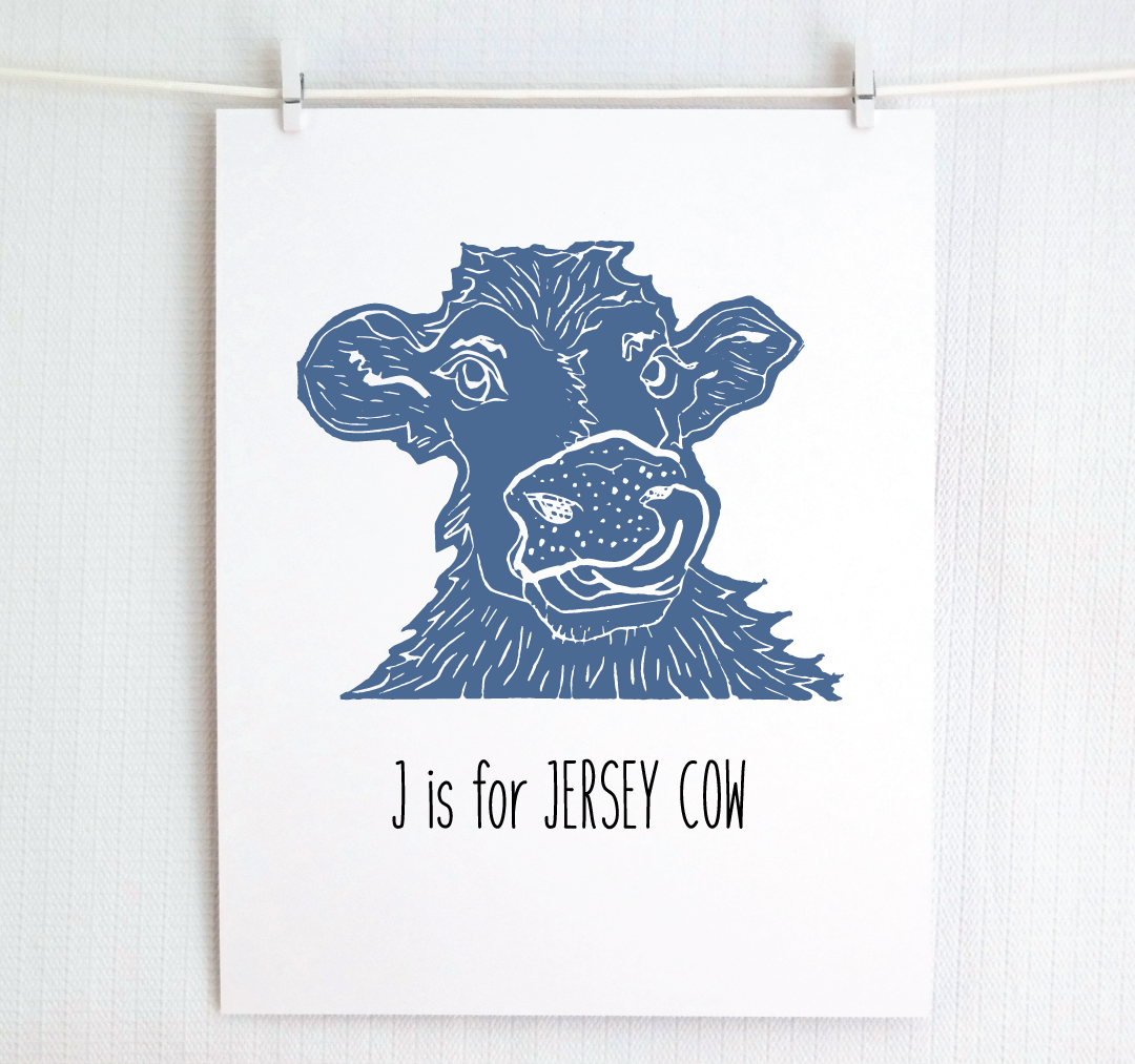 J is for Jersey Cow: Farm Alphabet Letter Print