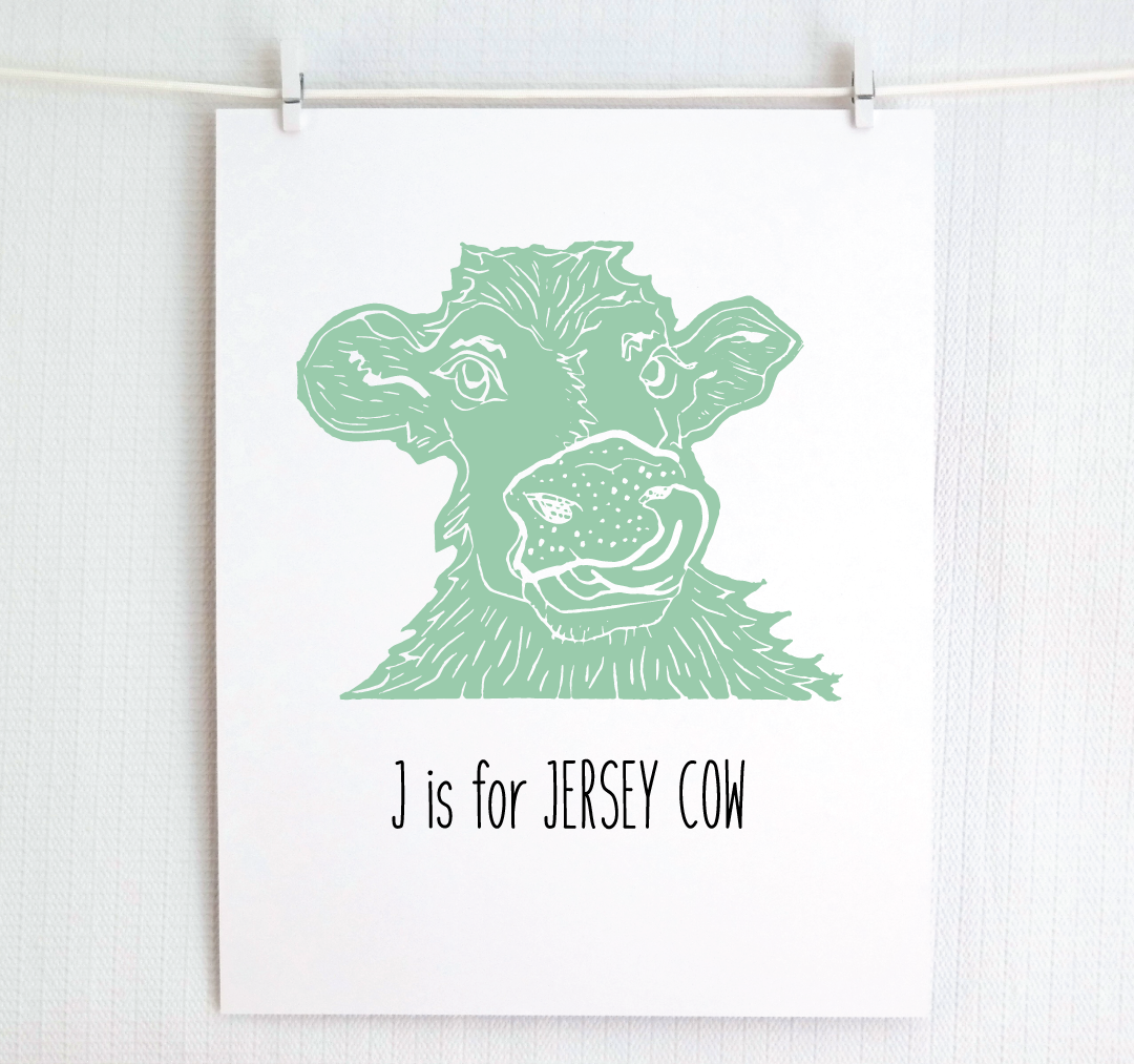 J is for Jersey Cow: Farm Alphabet Letter Print