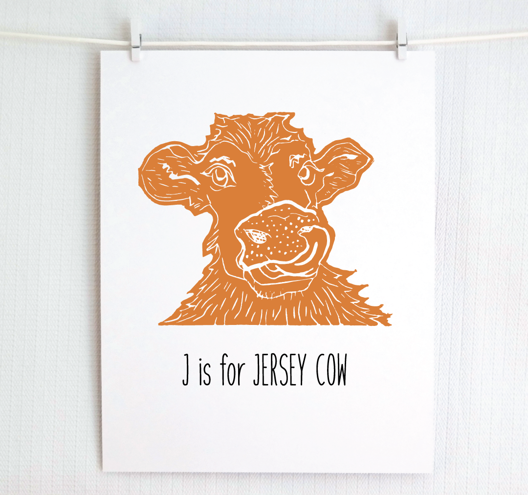 J is for Jersey Cow: Farm Alphabet Letter Print