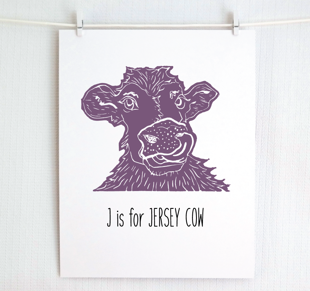 J is for Jersey Cow: Farm Alphabet Letter Print