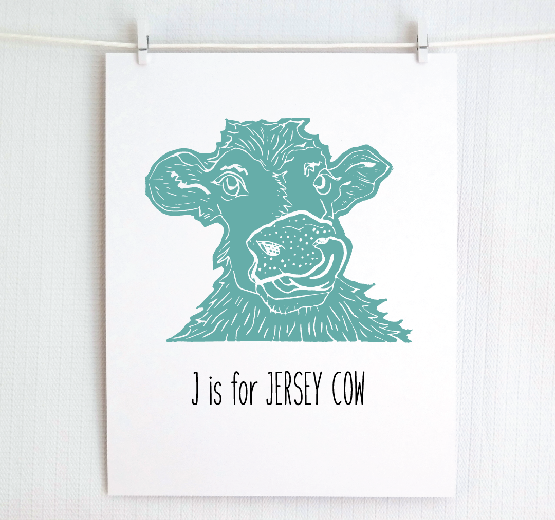 J is for Jersey Cow: Farm Alphabet Letter Print