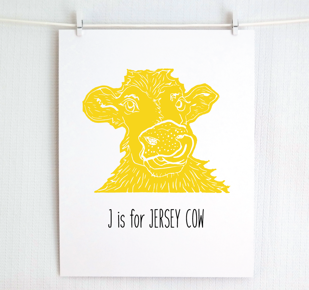 J is for Jersey Cow: Farm Alphabet Letter Print