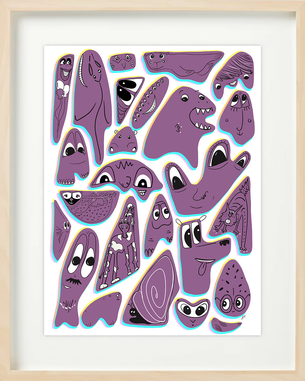 Purple characters delight and inspire as they make their way around the page. Big eyes, friendly smiles and all of them here to just play around.