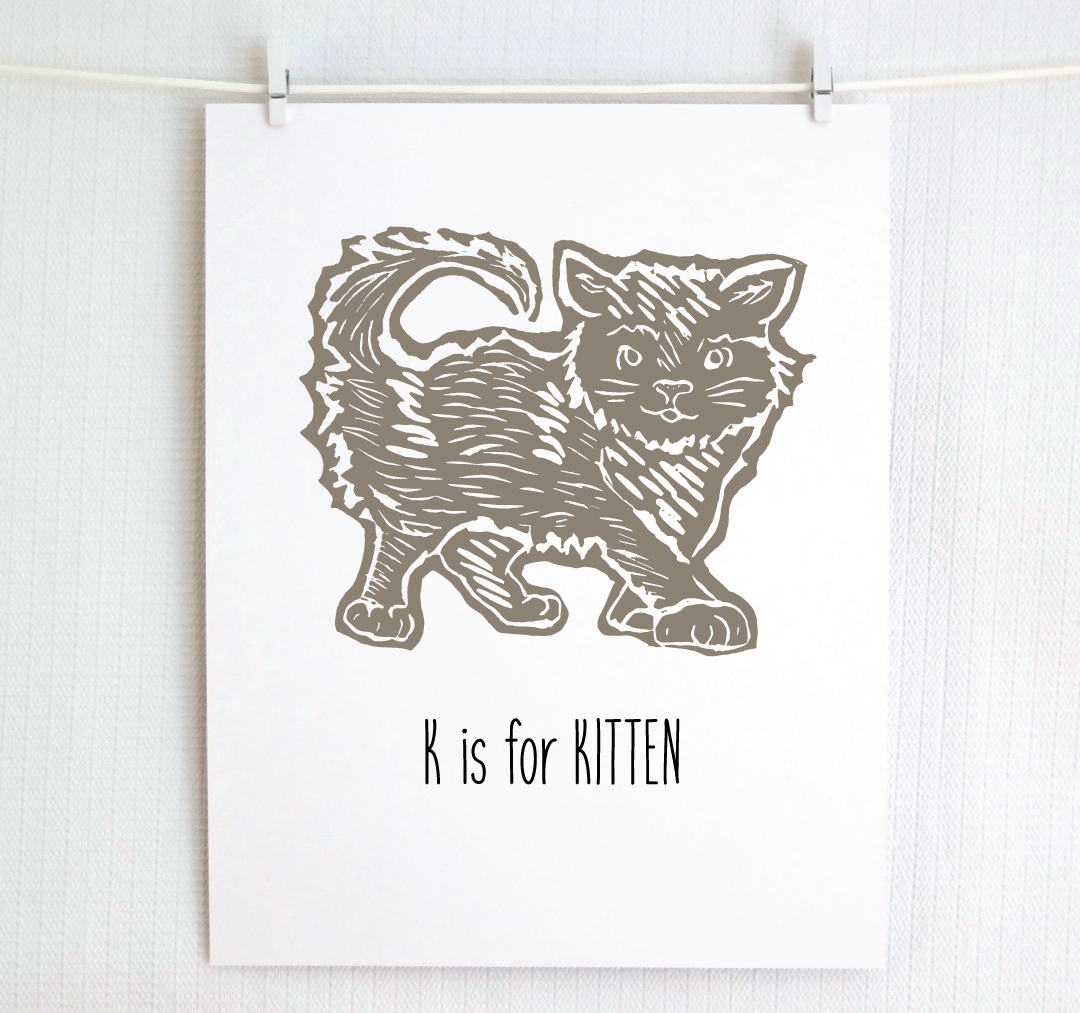 K is for Kitten: Farm Alphabet Letter Print