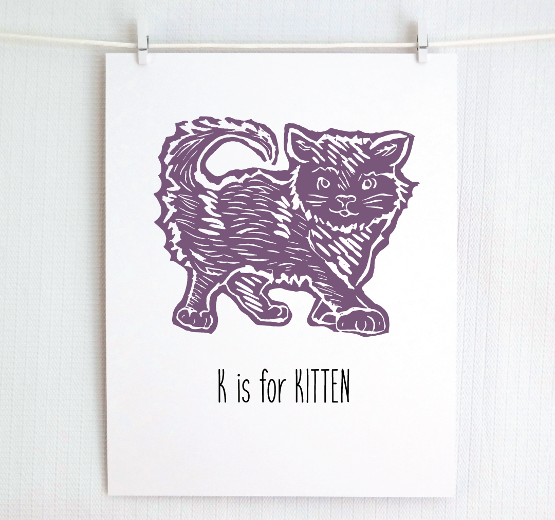 K is for Kitten: Farm Alphabet Letter Print