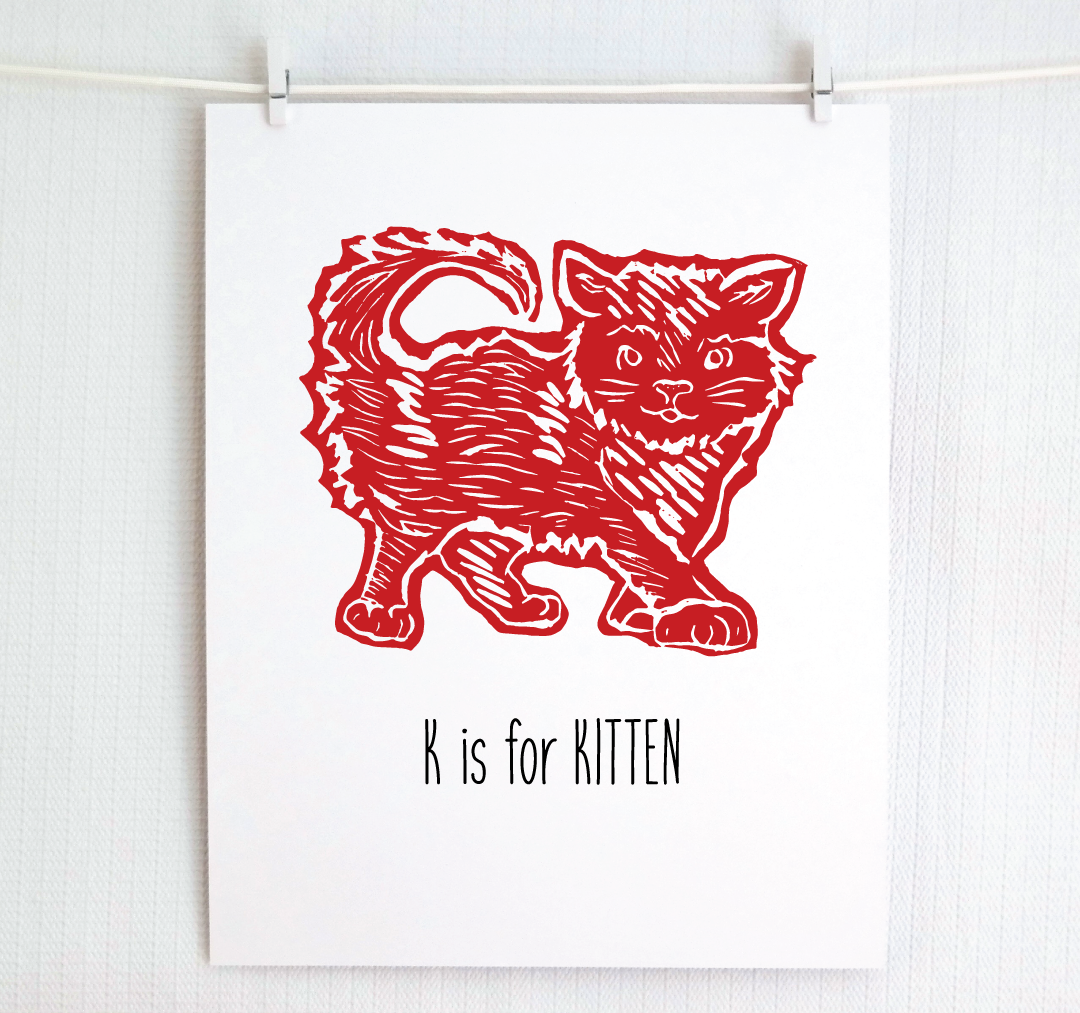 K is for Kitten: Farm Alphabet Letter Print