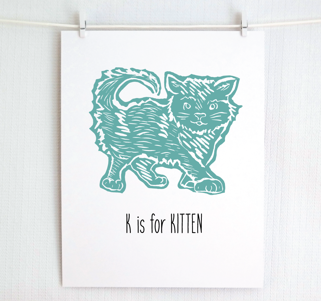 K is for Kitten: Farm Alphabet Letter Print