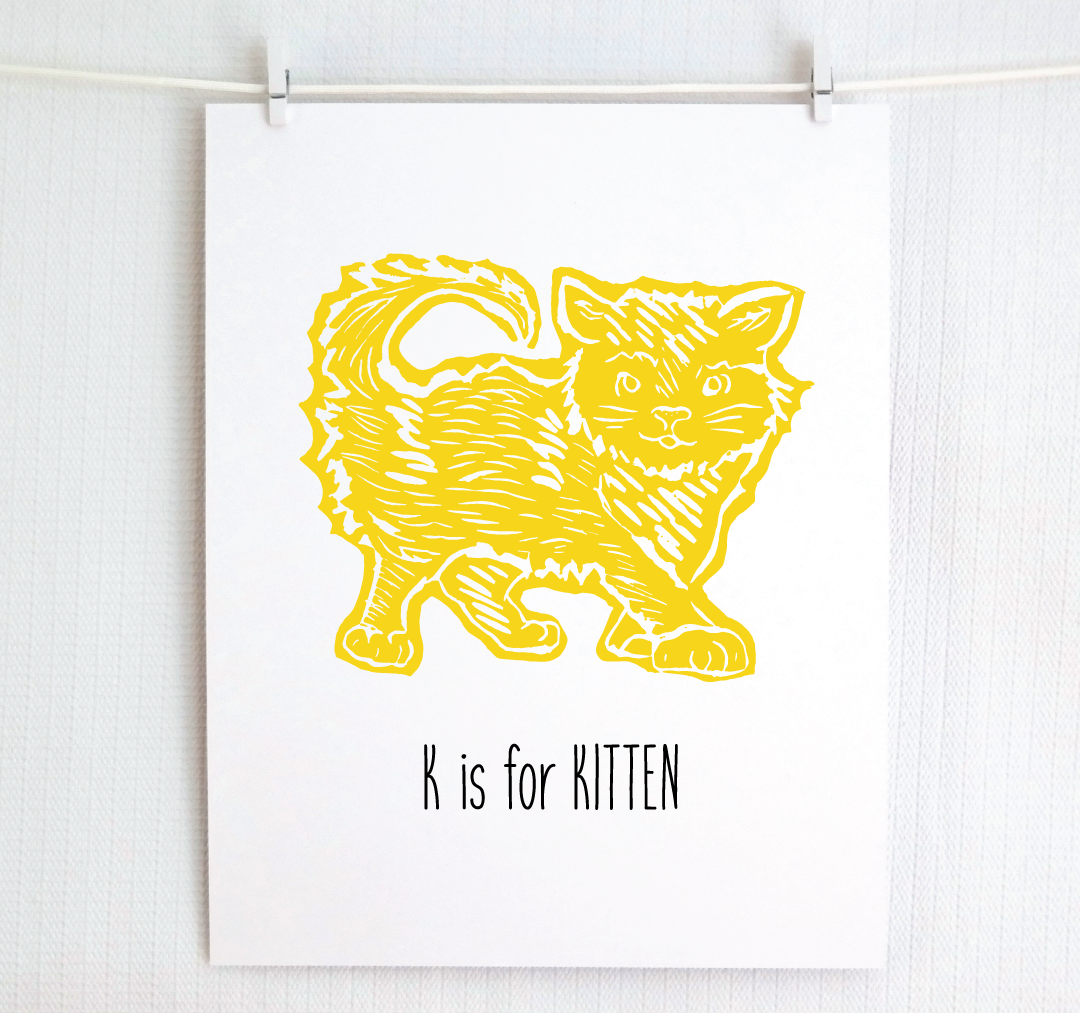 K is for Kitten: Farm Alphabet Letter Print