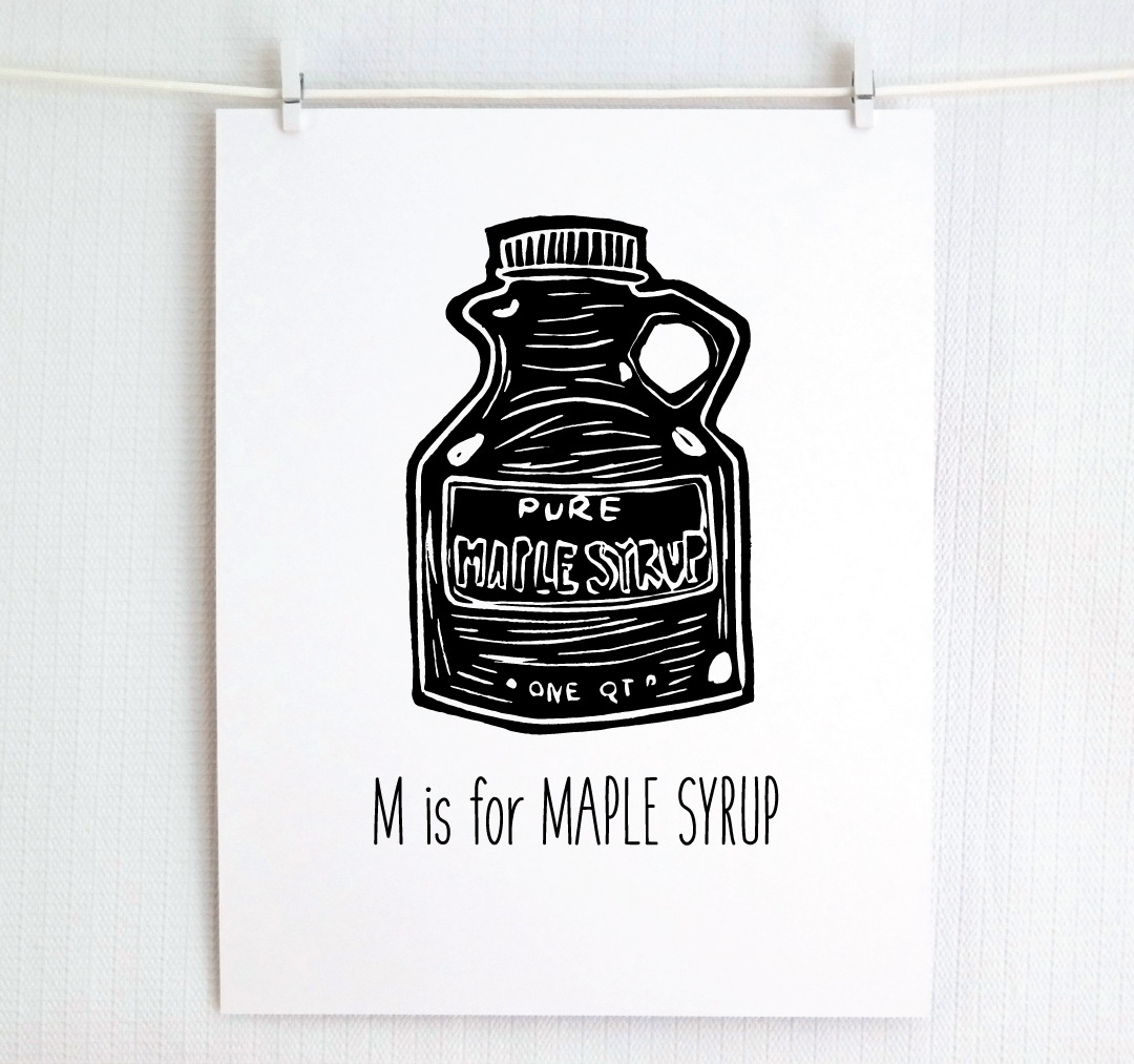 M is for Maple Syrup: Farm Alphabet Letter Print