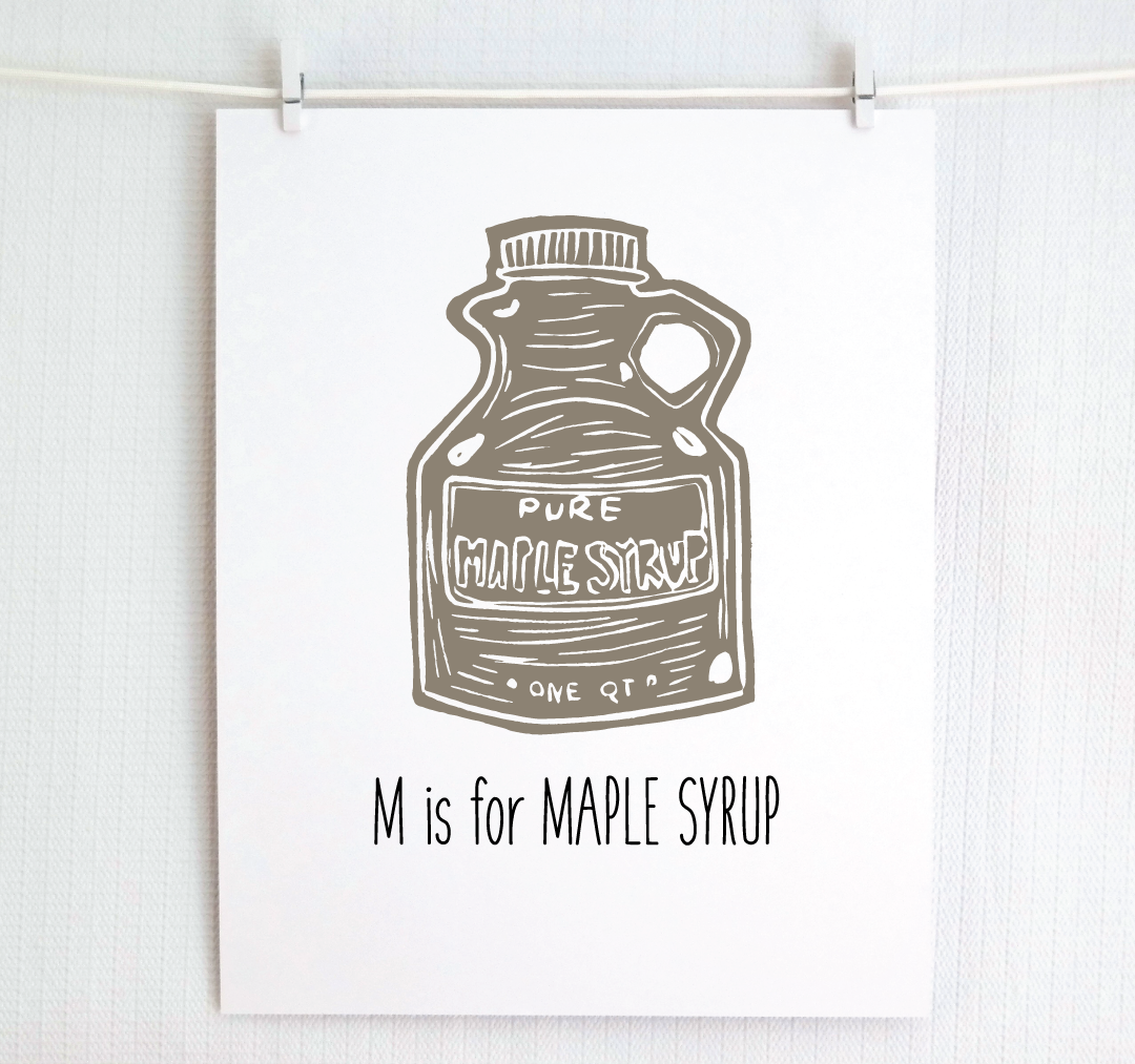 M is for Maple Syrup: Farm Alphabet Letter Print