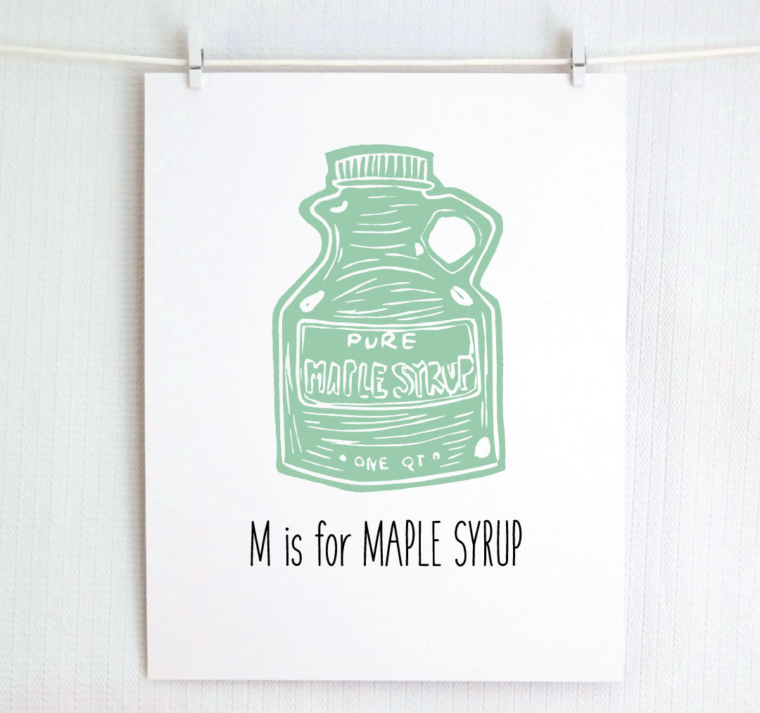 M is for Maple Syrup: Farm Alphabet Letter Print