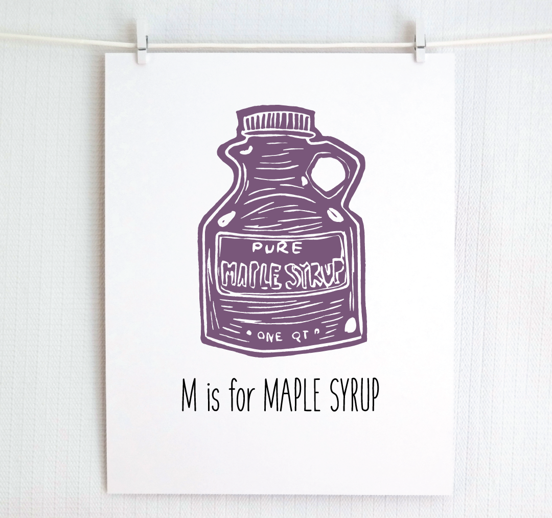 M is for Maple Syrup: Farm Alphabet Letter Print