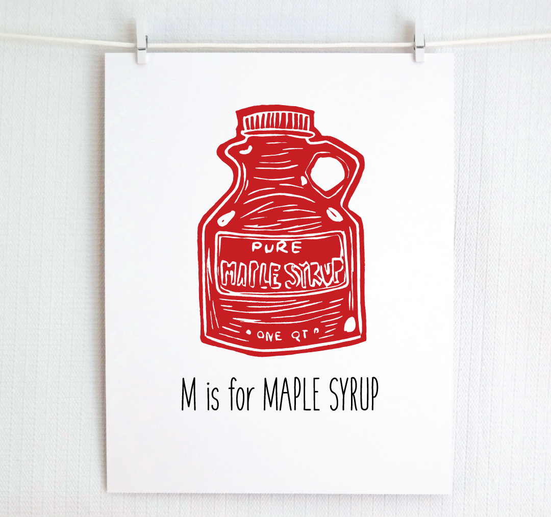 M is for Maple Syrup: Farm Alphabet Letter Print