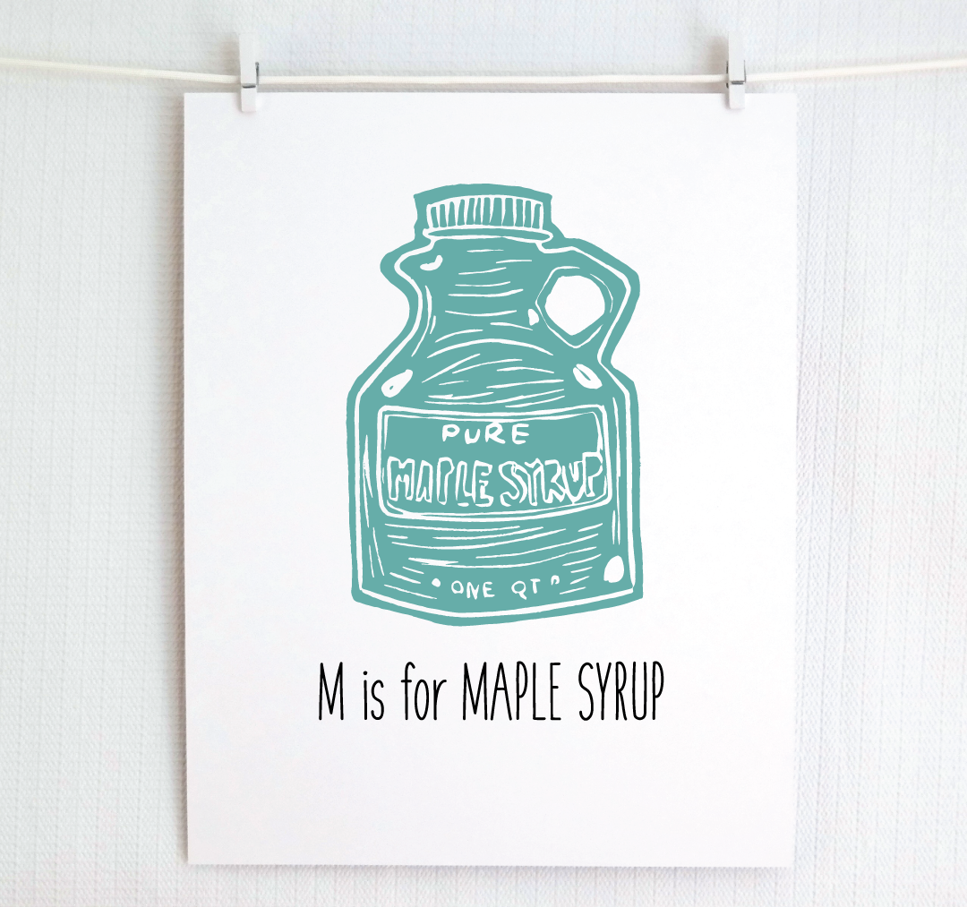 M is for Maple Syrup: Farm Alphabet Letter Print