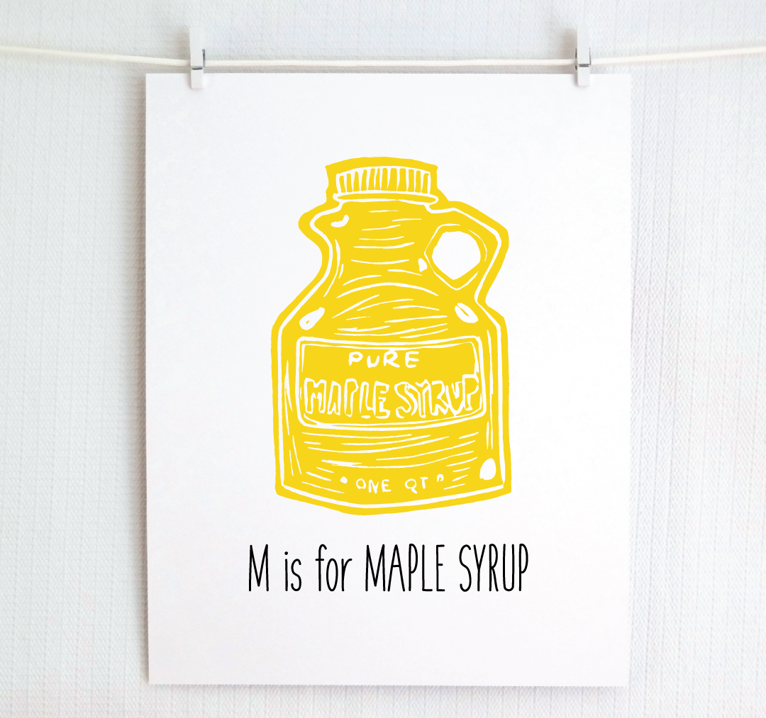 M is for Maple Syrup: Farm Alphabet Letter Print