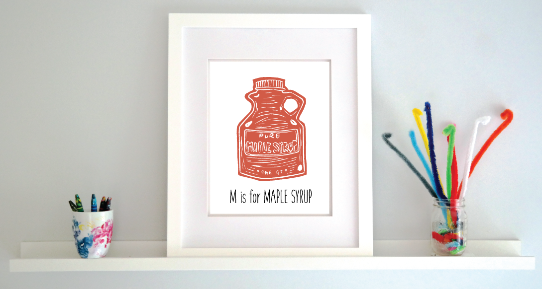 M is for Maple Syrup: Farm Alphabet Letter Print