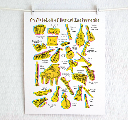 Musical Instruments Alphabet Illustrated Print