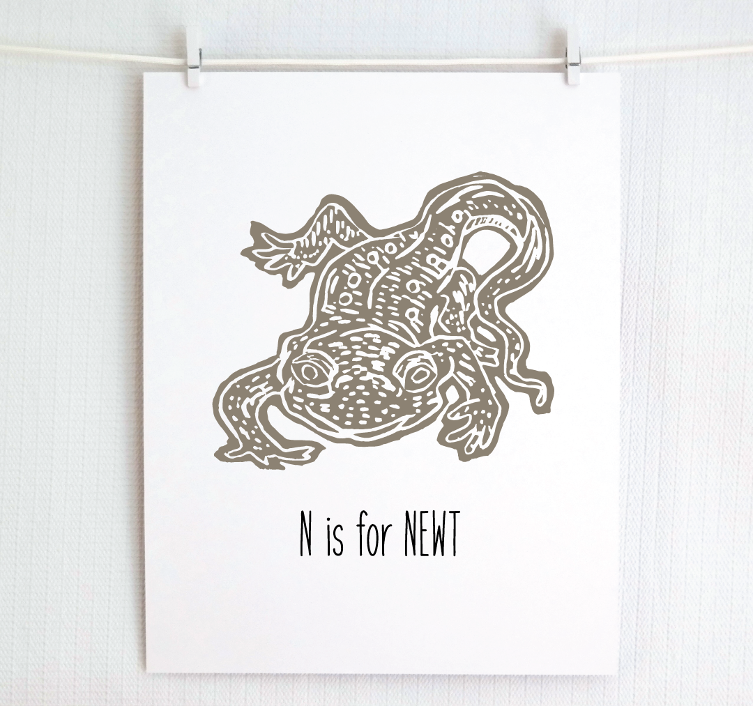 N is for Newt: Farm Alphabet Letter Print
