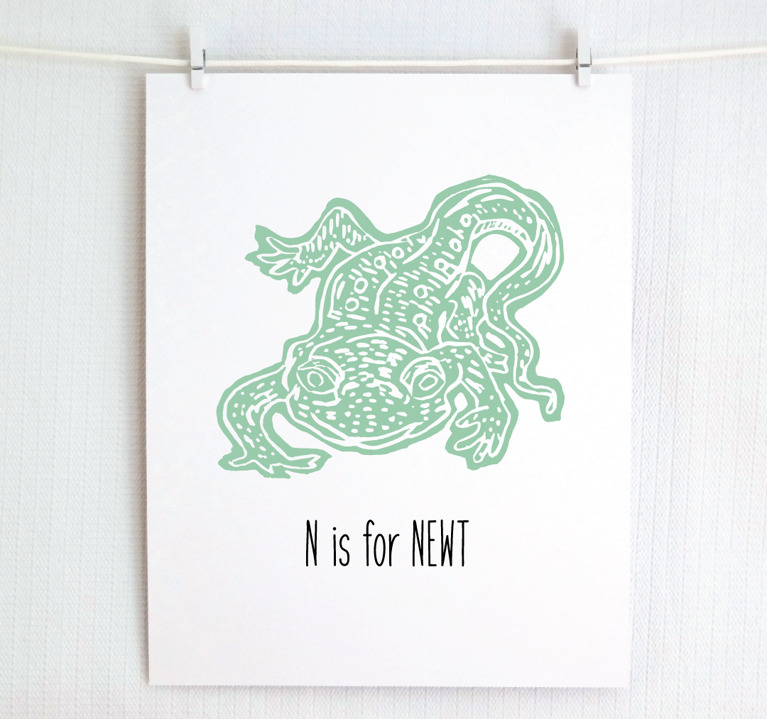 N is for Newt: Farm Alphabet Letter Print