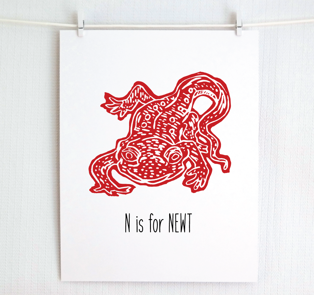 N is for Newt: Farm Alphabet Letter Print