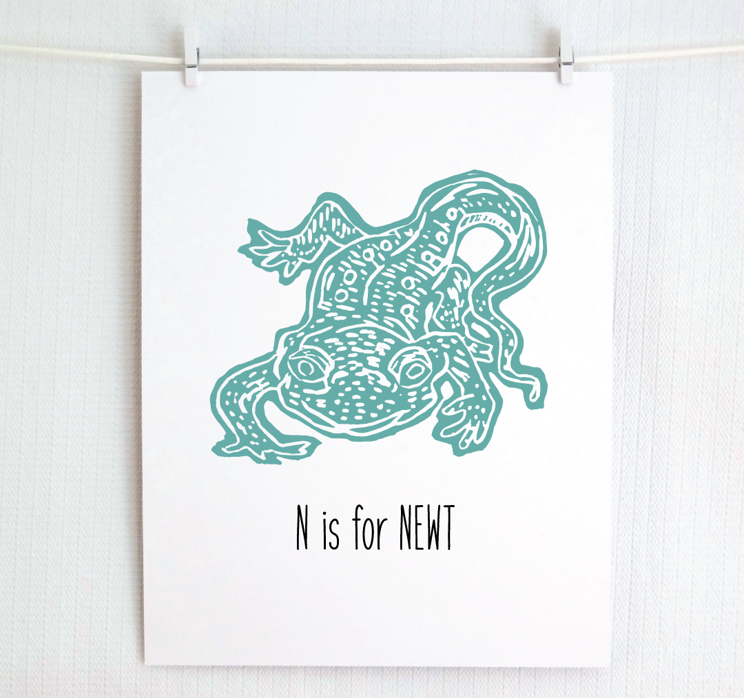 N is for Newt: Farm Alphabet Letter Print