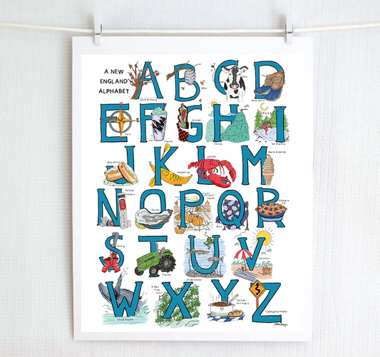 A New England Alphabet Illustrated Print
