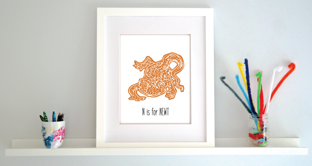 N is for Newt: Farm Alphabet Letter Print