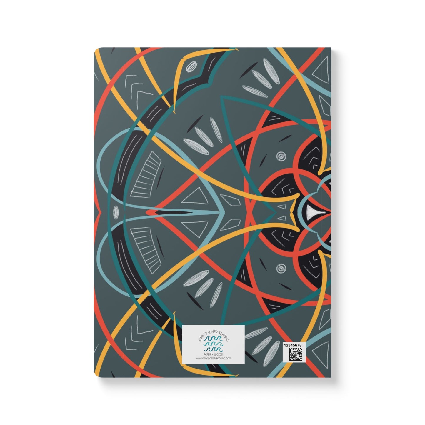 Mandala designs in red, gold, black on a gray background.