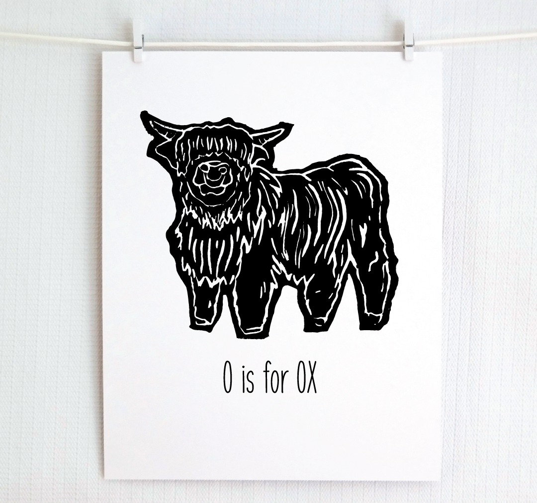 O is for Ox: Farm Alphabet Letter Print