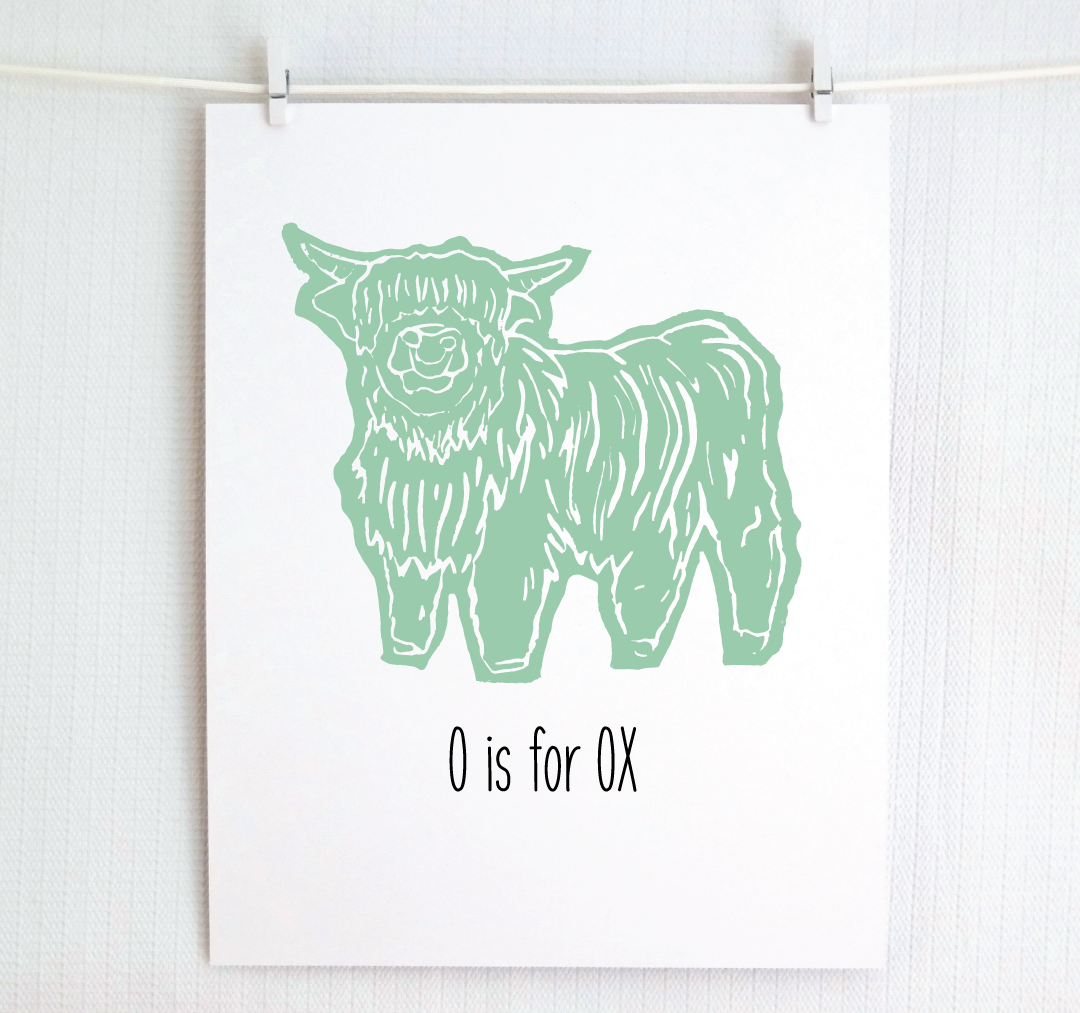 O is for Ox: Farm Alphabet Letter Print