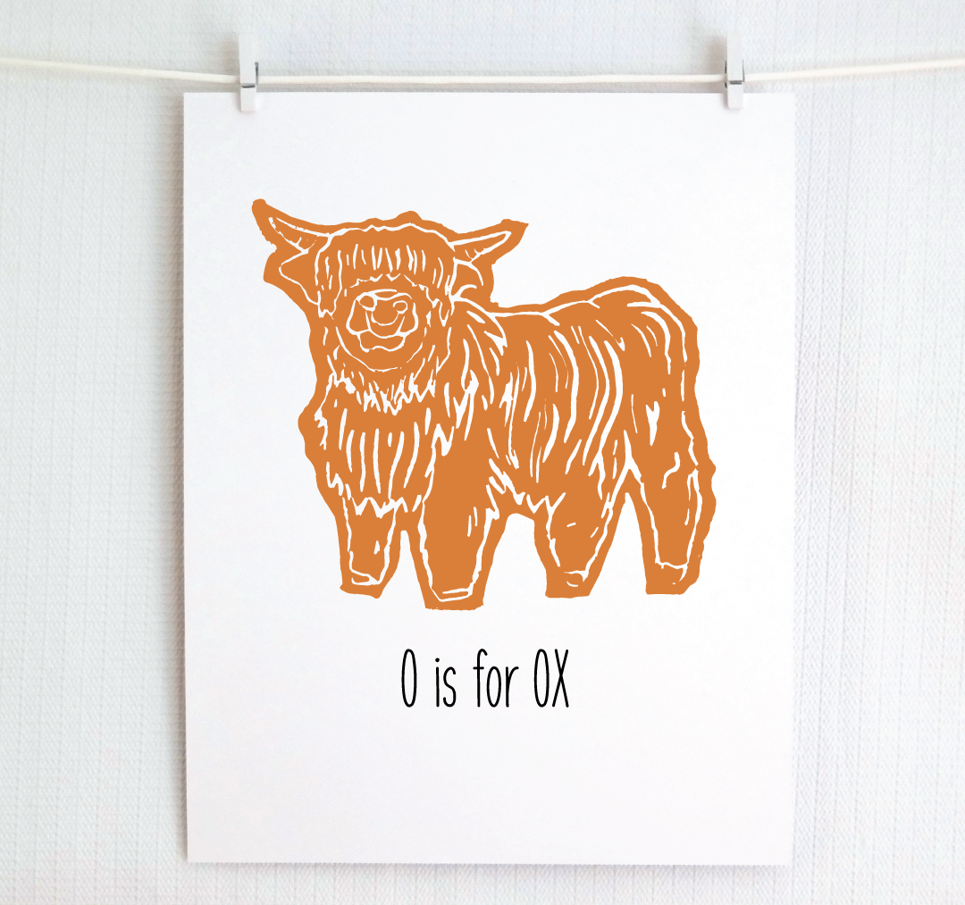 O is for Ox: Farm Alphabet Letter Print