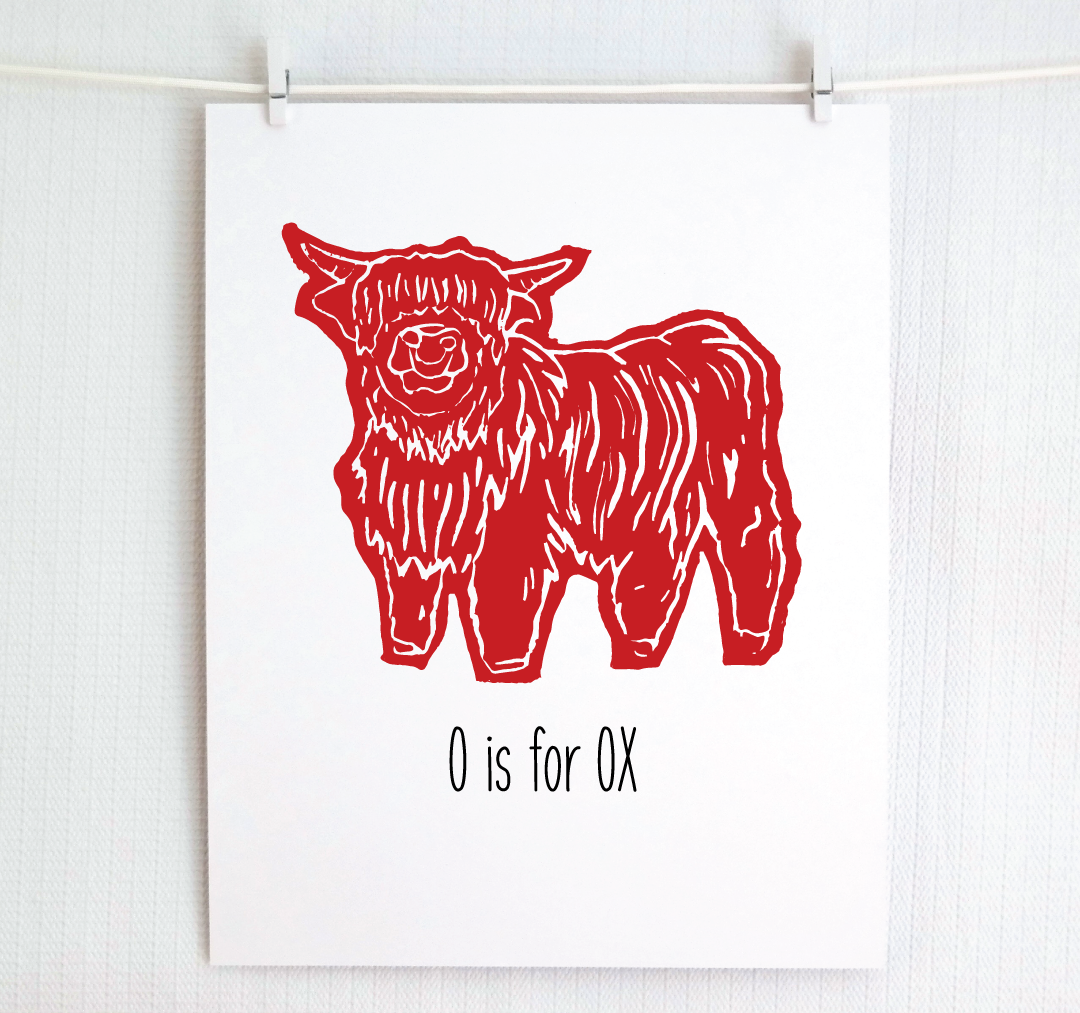 O is for Ox: Farm Alphabet Letter Print