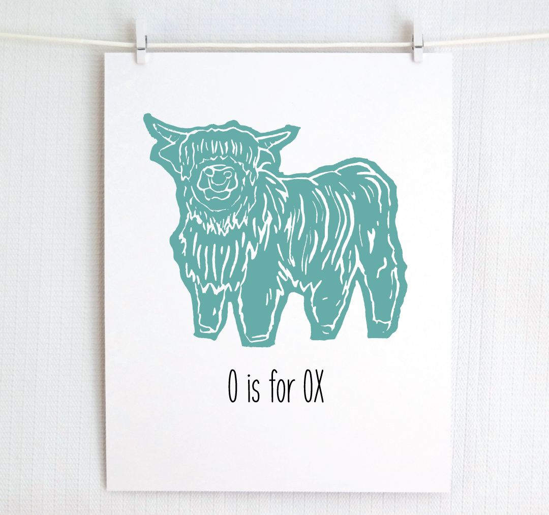 O is for Ox: Farm Alphabet Letter Print