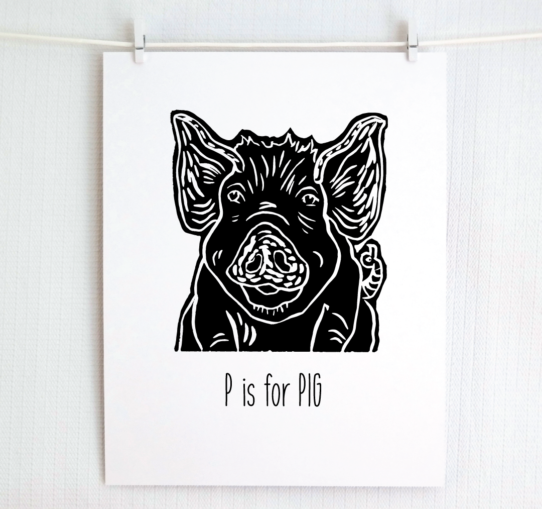 P is for Pig: Farm Alphabet Letter Print
