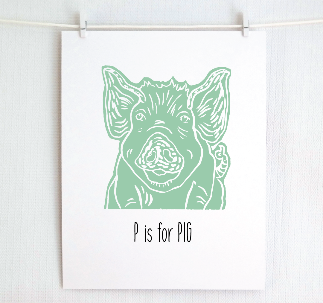 P is for Pig: Farm Alphabet Letter Print