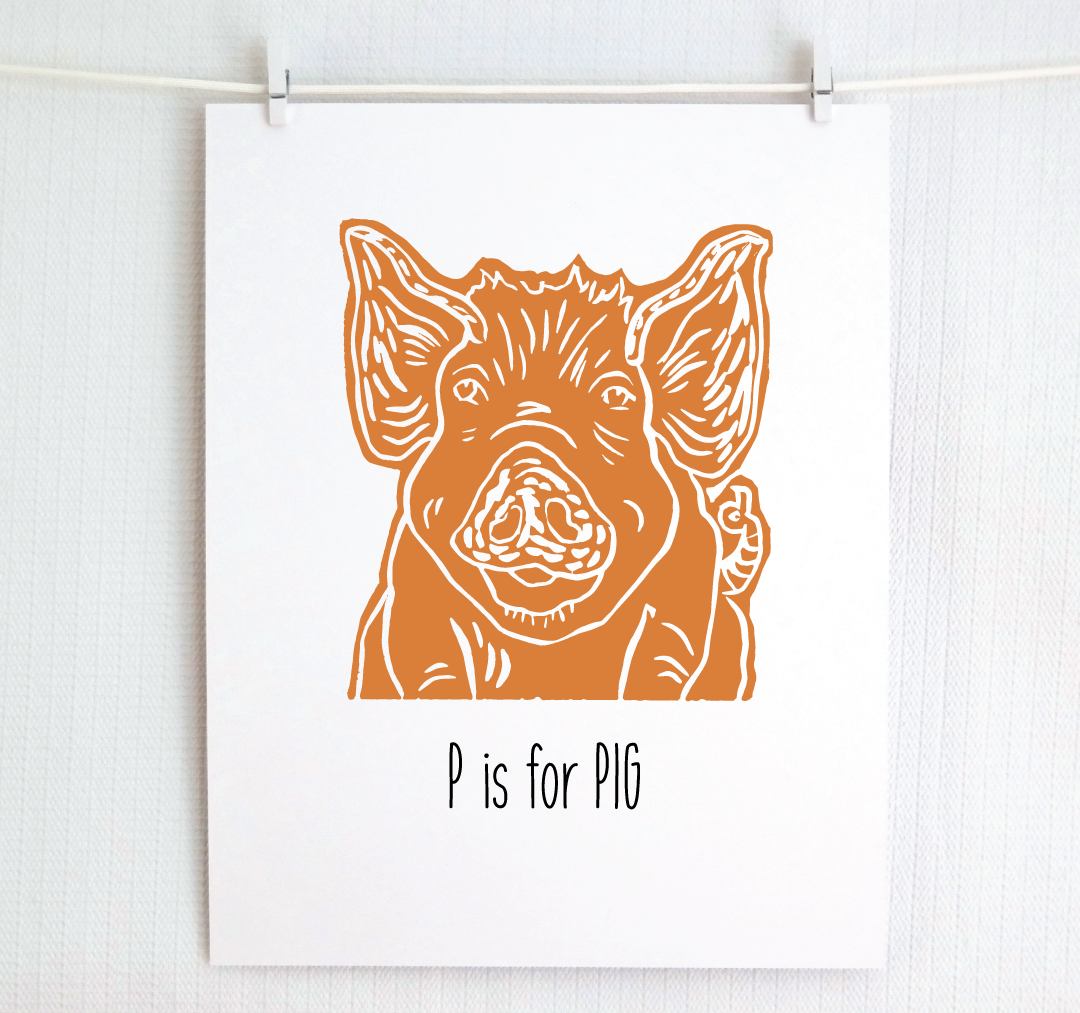 P is for Pig: Farm Alphabet Letter Print