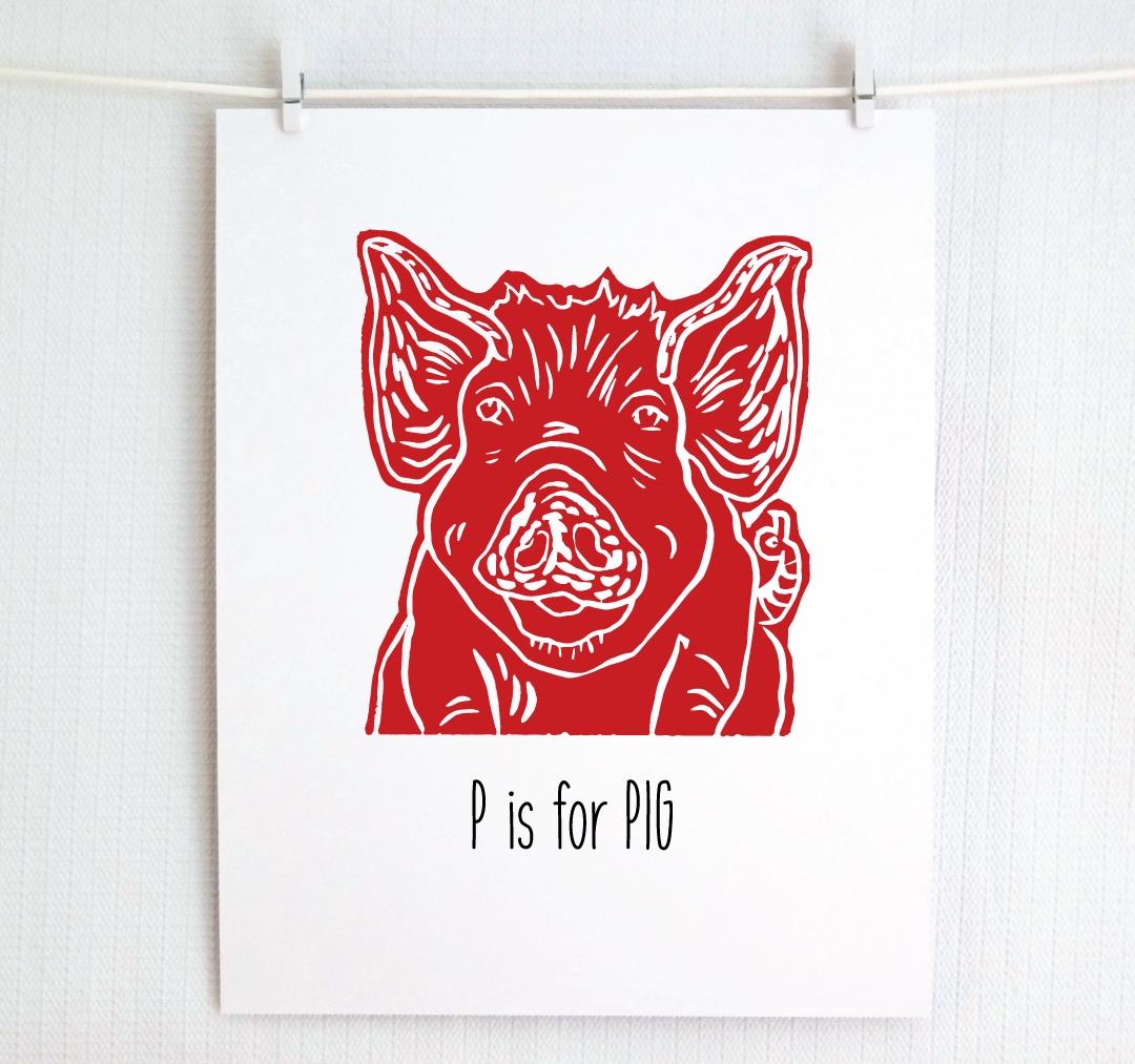 P is for Pig: Farm Alphabet Letter Print