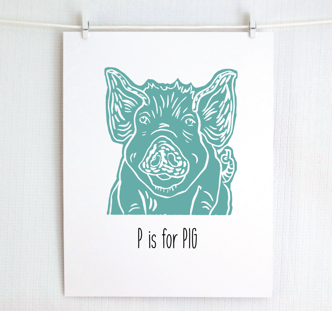 P is for Pig: Farm Alphabet Letter Print