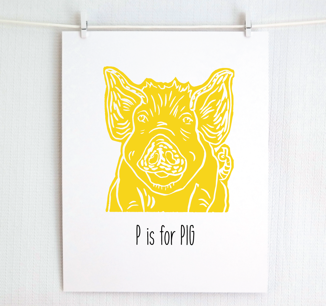 P is for Pig: Farm Alphabet Letter Print