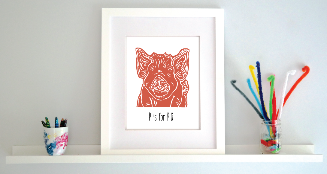 P is for Pig: Farm Alphabet Letter Print