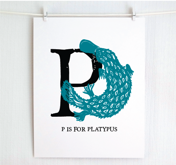 P is for Platypus Illustrated Print