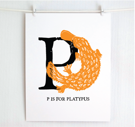 P is for Platypus Illustrated Print