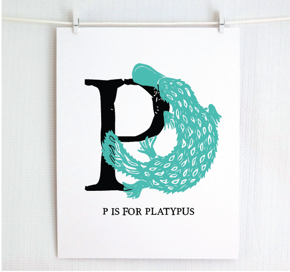 P is for Platypus Illustrated Print