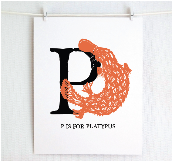 P is for Platypus Illustrated Print