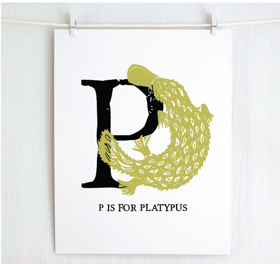 P is for Platypus Illustrated Print
