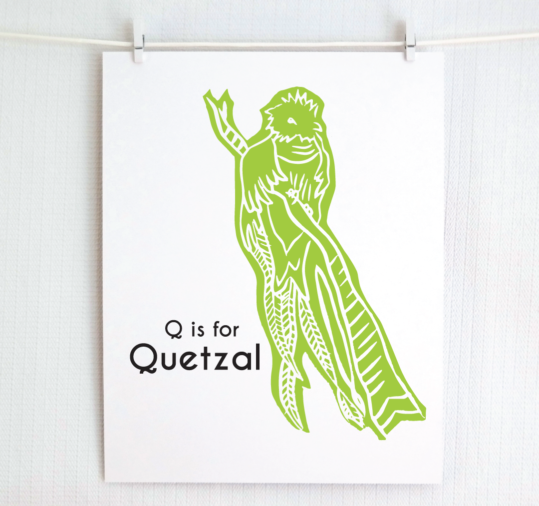 Q is for Quetzal: Captivating Creatures Alphabet Letter Print