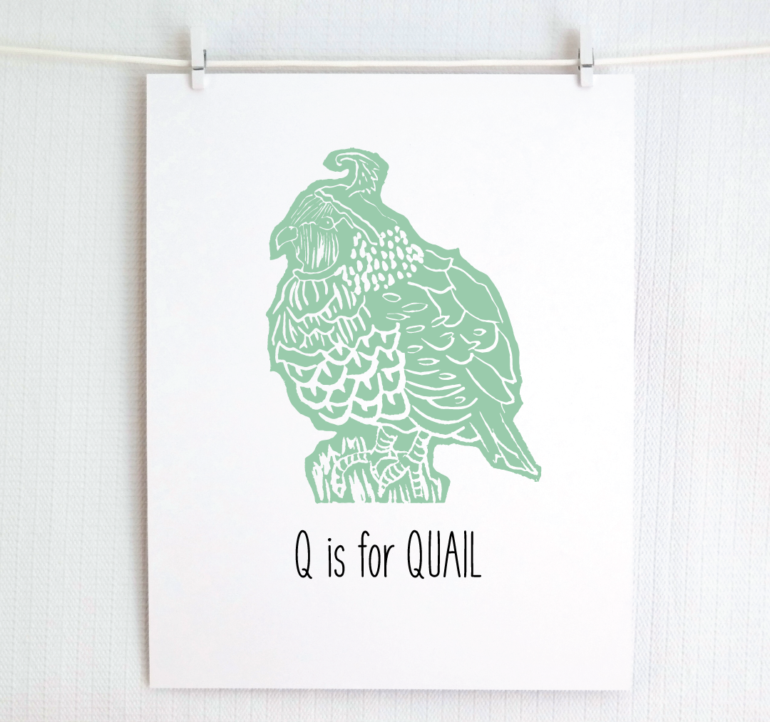 Q is for Quail: Farm Alphabet Letter Print