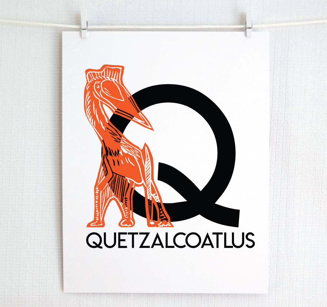 Q is for Quetzalcoatlus Illustrated Print